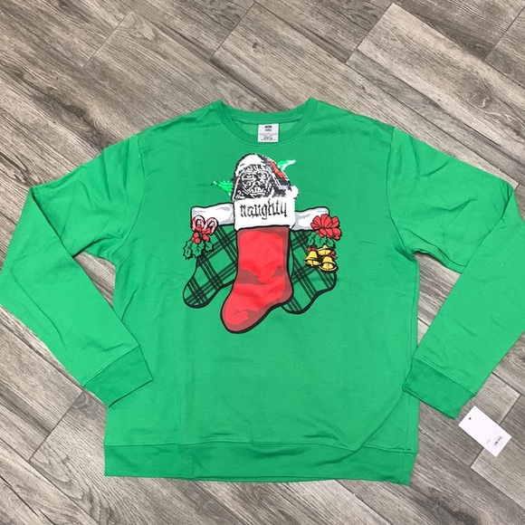 ⚡️ 🆕 Disney Star Wars Yoda flip sequins naughty/nice Ugly Christmas Sweater - Picture 2 of 12